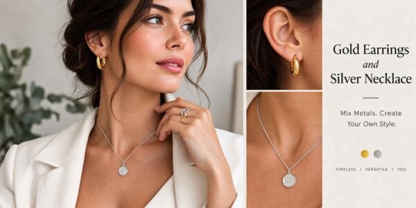 gold earrings and silver